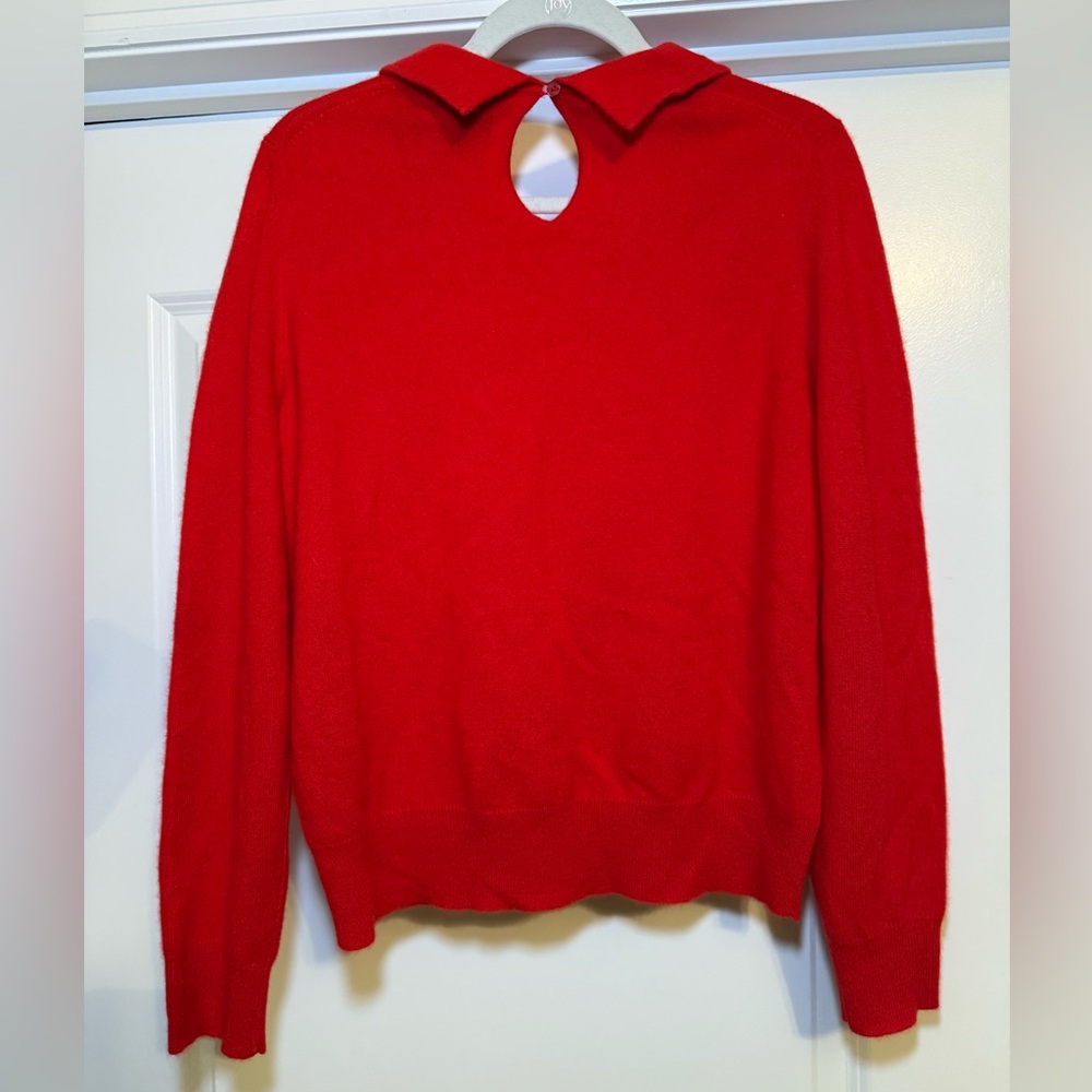 CASHMERE Lord & Taylor Red Cowl Neck Sweater Keyhole VINTAGE XL Grandma Core